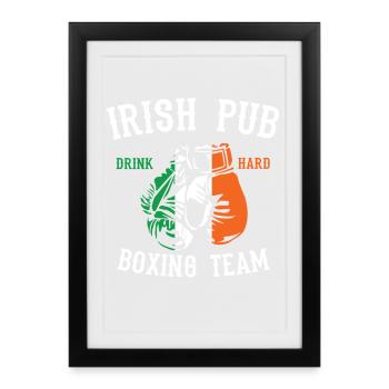 Équipe irlandaise de boxe de pub - Affiche encadrée (27 × 37 cm) - noir - Devant