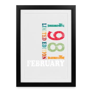 45. Geburtstag Februar 1981 Vintage Jahrgang - Gerahmtes Poster (27 × 37 cm) - Schwarz - Vorne