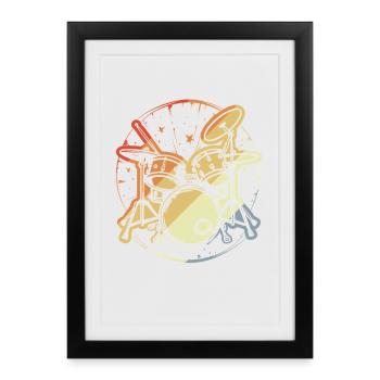 Drumset Vintage Look - Framed poster (27 × 37 cm) - black - Front