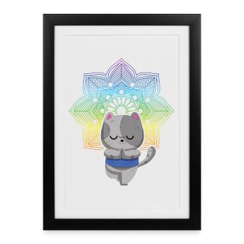 Yoga Méditation des chats Yoga Yoga des chats - Affiche encadrée (27 × 37 cm) - noir - Devant