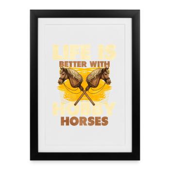 Mieux vivre avec les chevaux de bataille Chevaux de loisir - Affiche encadrée (27 × 37 cm) - noir - Devant