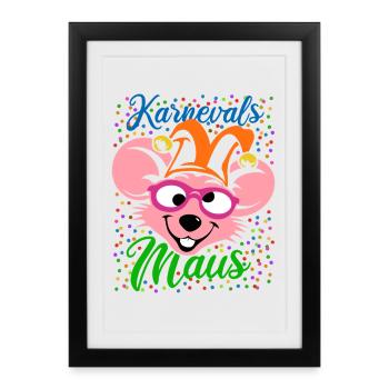 Souris de Carnaval | Déguisement de Big Face - Affiche encadrée (27 × 37 cm) - noir - Devant
