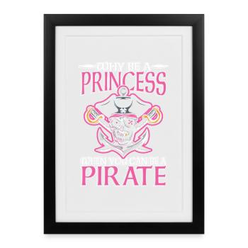 Piratenprinzessin Schädel Edition - Gerahmtes Poster (27 × 37 cm) - Schwarz - Vorne