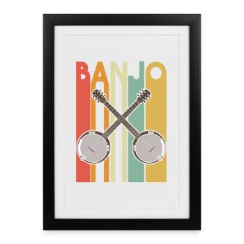 Crossed Banjos Retro Vintage - Framed poster (27 × 37 cm) - black - Front