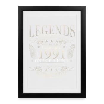 Février 1991 - Jubilé 1991 Vintage février 1991 - Affiche encadrée (27 × 37 cm) - noir - Devant