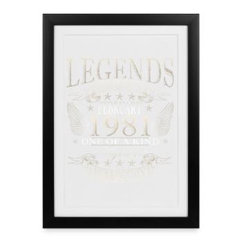 45e anniversaire février 1981 Millésime Vintage - Affiche encadrée (27 × 37 cm) - noir - Devant