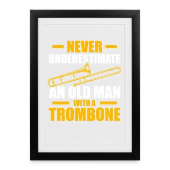 Vieil homme avec un tromboniste tromboniste - Affiche encadrée (27 × 37 cm) - noir - Devant