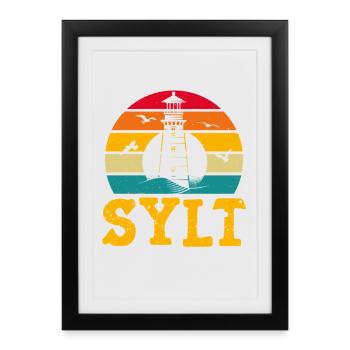 Vacances à la mer du Nord SYLT ÎLE DE LA MER DU NORD Fun - Affiche encadrée (27 × 37 cm) - noir - Devant