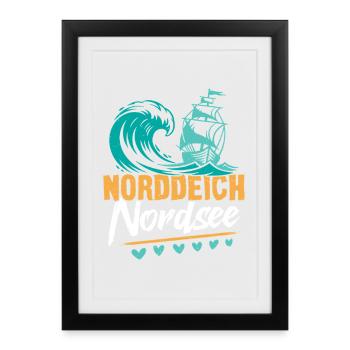 Vacances à la mer du Nord NORDDEICH OSTHOLSTEIN Fun - Affiche encadrée (27 × 37 cm) - noir - Devant