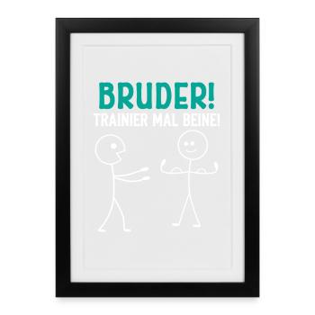 Stick Figure BROTHER TRAIN LEGS Drôle - Affiche encadrée (27 × 37 cm) - noir - Devant