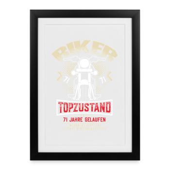 71st Birthday Motorcyclist Motorcycle - Framed poster (27 × 37 cm) - black - Front