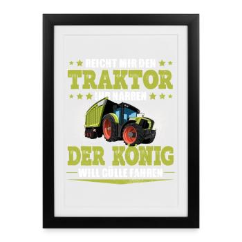 Landwirt Traktor - Gerahmtes Poster (27 × 37 cm) - Schwarz - Vorne