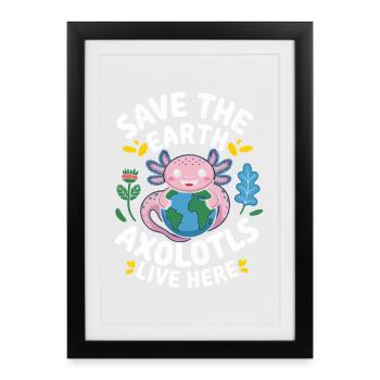 Axolotl sauve la Terre - Affiche encadrée (27 × 37 cm) - noir - Devant