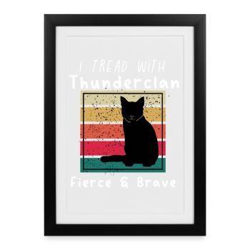 ThunderClan Pride-guerriers chats - rétro vintage - Affiche encadrée (27 × 37 cm) - noir - Devant