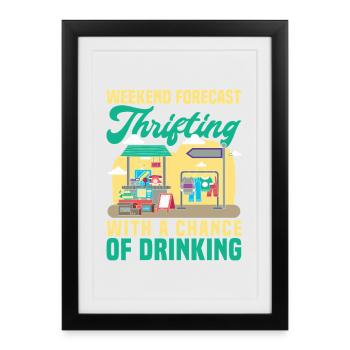 Prévisions du week-end de friperie Shopping Magazine - Affiche encadrée (27 × 37 cm) - noir - Devant