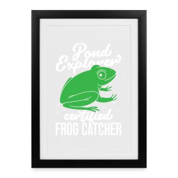 Grenouille certifiée Frog Catcher Pond Explorer - Affiche encadrée (27 × 37 cm) - noir - Devant