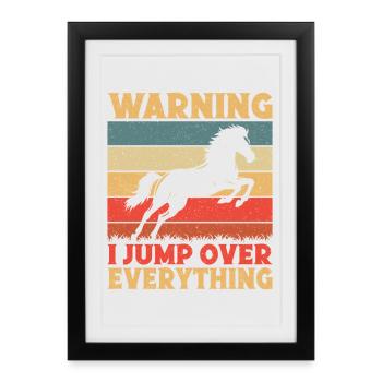 Saut d’avertissement du cavalier amateur par-dessus tout - Affiche encadrée (27 × 37 cm) - noir - Devant