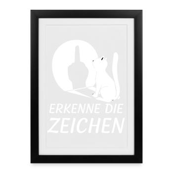 Zeichen Erkennen Katzenblick - Gerahmtes Poster (27 × 37 cm) - Schwarz - Vorne