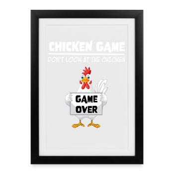 Fin du jeu du poulet – Ne regarde pas - Affiche encadrée (27 × 37 cm) - noir - Devant