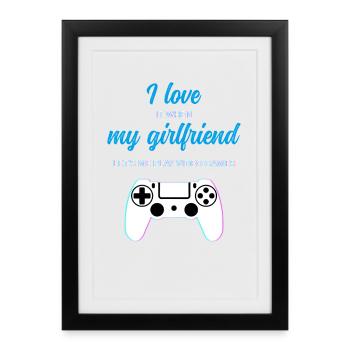 Gaming Love: Girlfriend Lets Me Play - Framed poster (27 × 37 cm) - black - Front