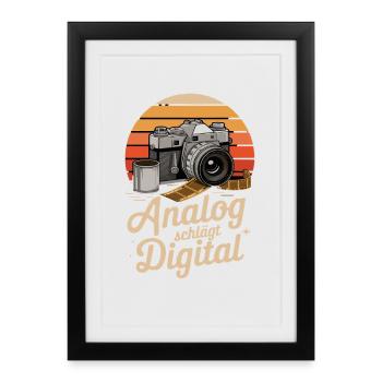 Analog Beats Digital Retro Camera Photography - Framed poster (27 × 37 cm) - black - Front