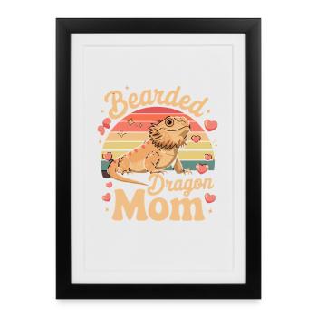 Maman du Dragon Barbu, Maman des Dragons Barbus, Maman des reptiles - Affiche encadrée (27 × 37 cm) - noir - Devant