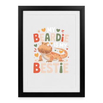 Mon dragon barbu est mon meilleur ami Dragon barbu drôle - Affiche encadrée (27 × 37 cm) - noir - Devant