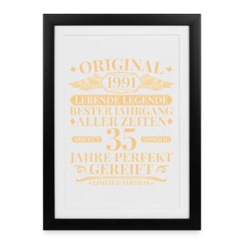 Année 1991 Année de fabrication Légende 35e anniversaire - Affiche encadrée (27 × 37 cm) - noir - Devant