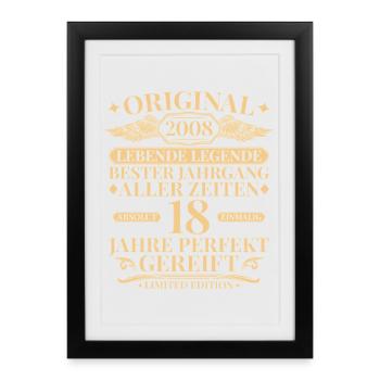 Vintage 2008 Year Legend 18th Birthday - Framed poster (27 × 37 cm) - black - Front