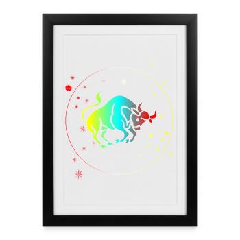 Horoscope astrologique du Taureau : signe du zodiaque - Affiche encadrée (27 × 37 cm) - noir - Devant