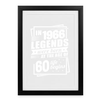 60th Birthday Vintage Legends 1966 Retro Modern - Framed poster (27 × 37 cm) - black - Front