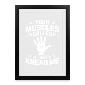 Expressions de masseuses Massage Cadeau drôle de masseur - Affiche encadrée (27 × 37 cm) - noir - Devant