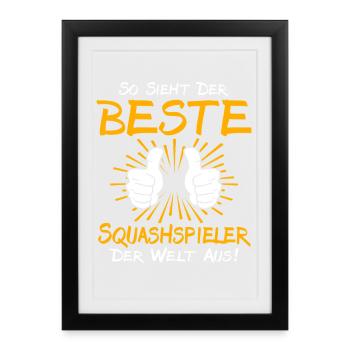 Idée de cadeau pour un joueur de squash - Affiche encadrée (27 × 37 cm) - noir - Devant
