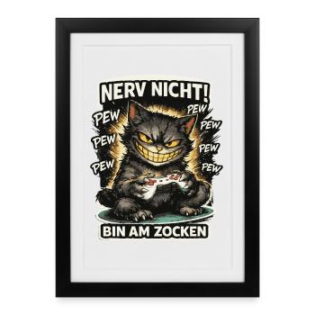 Courage Not I Gaming Cat Design - Affiche encadrée (27 × 37 cm) - noir - Devant
