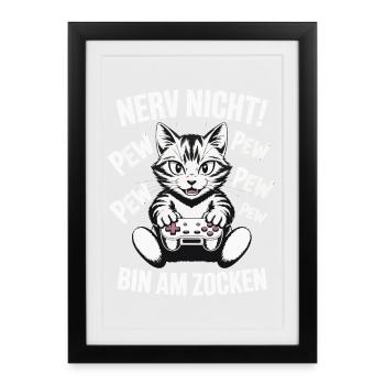 Nerve Not I'm Gambling Gamer Cat Design - Framed poster (27 × 37 cm) - black - Front