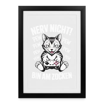 Courage Not I Gaming Cat Design - Affiche encadrée (27 × 37 cm) - noir - Devant
