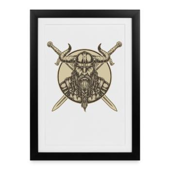 Viking Viking Legend Sailor Odin Raven Fighter - Framed poster (27 × 37 cm) - black - Front