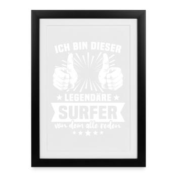 Légende du surfeur - Affiche encadrée (27 × 37 cm) - noir - Devant