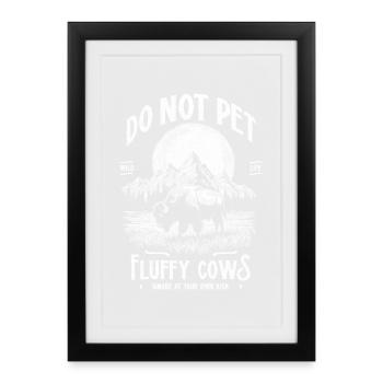 Les bisons vintage ne caressent pas les vaches duveteuses Bizons drôles - Affiche encadrée (27 × 37 cm) - noir - Devant