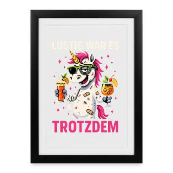 C’était quand même une fête de licorne drôle - Affiche encadrée (27 × 37 cm) - noir - Devant