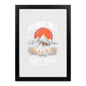 Vintage Buffalo Do Not Pet Fluffy Cows Funny Bison - Framed poster (27 × 37 cm) - black - Front