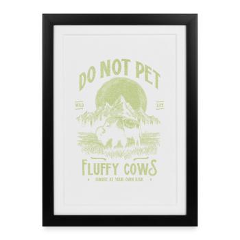Vintage Buffalo Do Not Pet Fluffy Cows Funny Bison - Framed poster (27 × 37 cm) - black - Front
