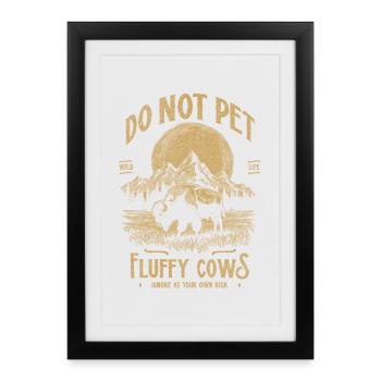 Vintage Buffalo Do Not Pet Fluffy Cows Funny Bison - Framed poster (27 × 37 cm) - black - Front