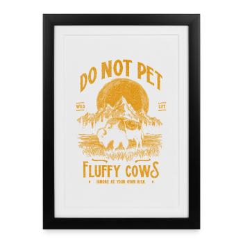 Les bisons vintage ne caressent pas les vaches duveteuses Bizons drôles - Affiche encadrée (27 × 37 cm) - noir - Devant