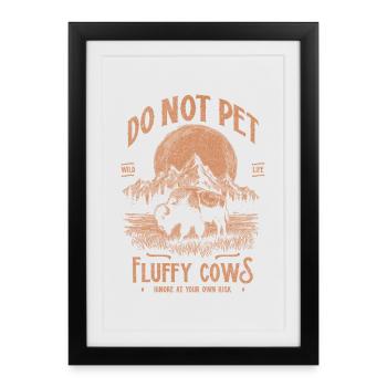 Les bisons vintage ne caressent pas les vaches duveteuses Bizons drôles - Affiche encadrée (27 × 37 cm) - noir - Devant