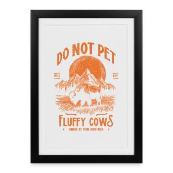 Les bisons vintage ne caressent pas les vaches duveteuses Bizons drôles - Affiche encadrée (27 × 37 cm) - noir - Devant