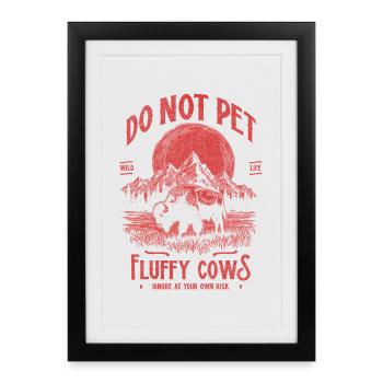 Les bisons vintage ne caressent pas les vaches duveteuses Bizons drôles - Affiche encadrée (27 × 37 cm) - noir - Devant