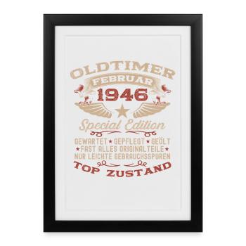 80e anniversaire Oldtimer Février 1946 - Affiche encadrée (27 × 37 cm) - noir - Devant