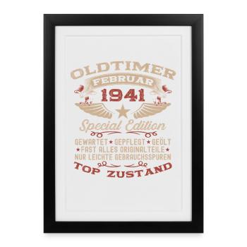 85th Birthday Oldtimer February Vintage 1941 - Framed poster (27 × 37 cm) - black - Front