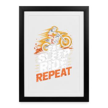 Dirt Biking Eat Sleep Ride Repeat - Framed poster (27 × 37 cm) - black - Front